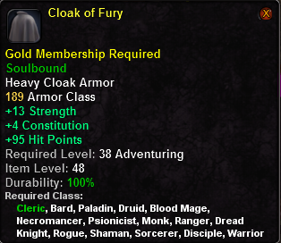 In-game tooltip for Cloak Of Fury