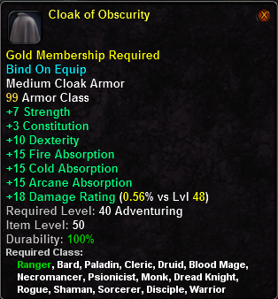 In-game tooltip for Cloak of Obscurity