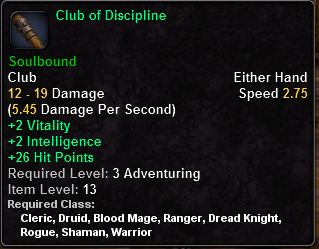 In-game tooltip for Club of Discipline