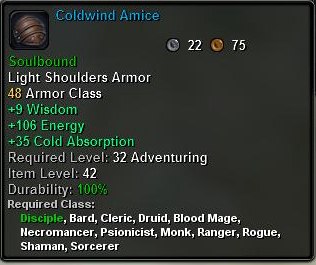 In-game tooltip for Coldwind Amice