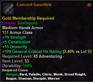 In-game tooltip for Concord Gauntlets