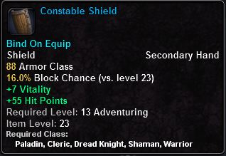 In-game tooltip for Constable Shield