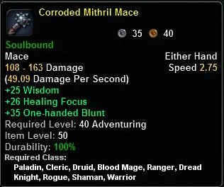 In-game tooltip for Corroded Mithril Mace