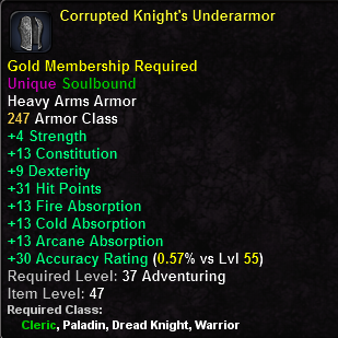 In-game tooltip for Corrupted Knight s Underarmor