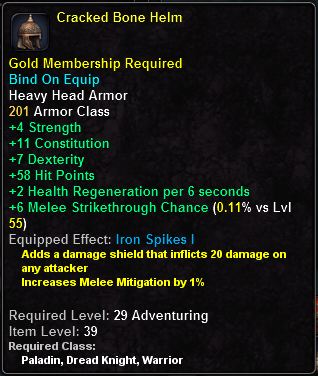 In-game tooltip for Cracked Bone Helm