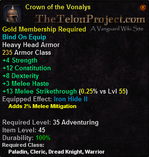 In-game tooltip for Crown of the Vonalys