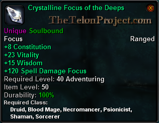 In-game tooltip for Crystalline Focus of the Deeps