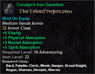 In-game tooltip for Curudyn's Iron Gauntlets