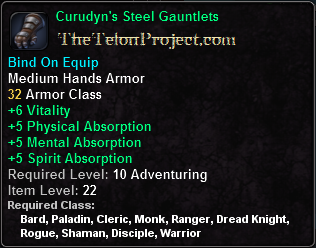 In-game tooltip for Curudyn's Steel Gauntlets