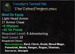 In-game tooltip for Curudyn's Tanned Hat