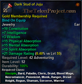 In-game tooltip for Dark Stud of Juju