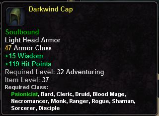 In-game tooltip for Darkwind Cap