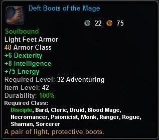 In-game tooltip for Deft Boots of the Mage