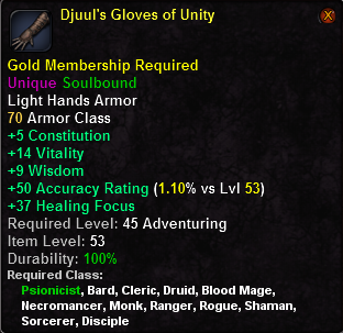 In-game tooltip for Djuul's Gloves of Unity