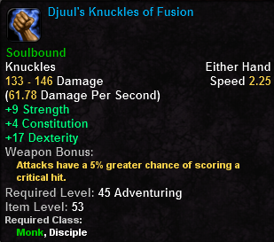 In-game tooltip for Djuul's Knuckles of Fusion