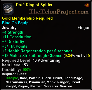 In-game tooltip for Draft Ring of Spirits