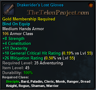 In-game tooltip for Drakerider's Lost Gloves