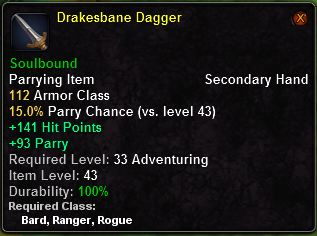 In-game tooltip for Drakesbane Dagger