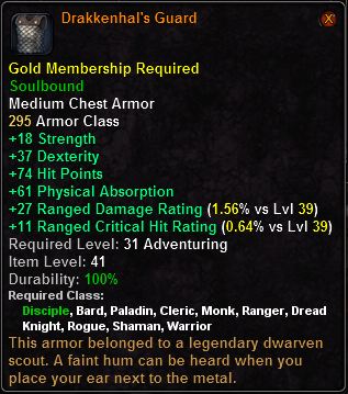 In-game tooltip for Drakkenhal's Guard