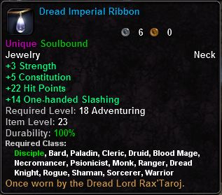 In-game tooltip for Dread Imperial Ribbon