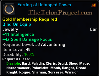 In-game tooltip for Earring of Untapped Power