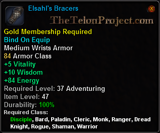 In-game tooltip for Elsahl's Bracers