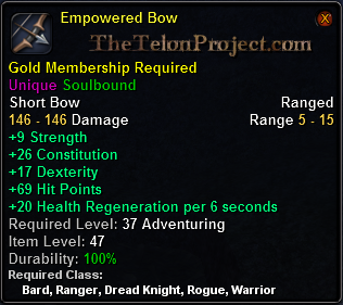 In-game tooltip for Empowered Bow