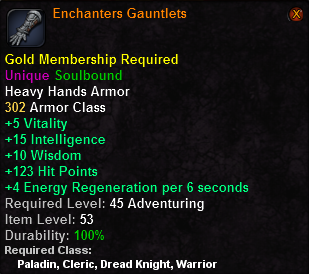 In-game tooltip for Enchanters Gauntlets