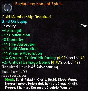 In-game tooltip for Enchanters Hoop of Spirits