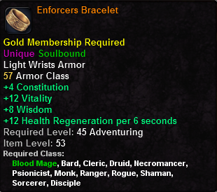 In-game tooltip for Enforcers Bracelet