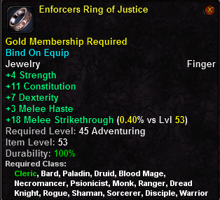 In-game tooltip for Enforcers Ring of Justice