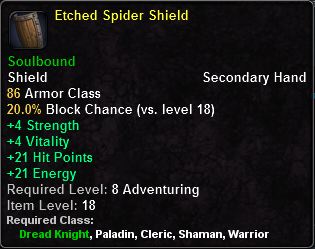 In-game tooltip for Etched Spider Shield