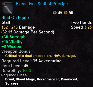 In-game tooltip for Executive Staff of Prestige