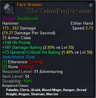 In-game tooltip for Face Breaker
