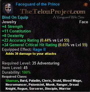 In-game tooltip for Faceguard of the Prince