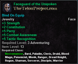 In-game tooltip for Faceguard of the Unspoken