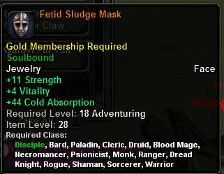 In-game tooltip for Fetid Sludge Mask