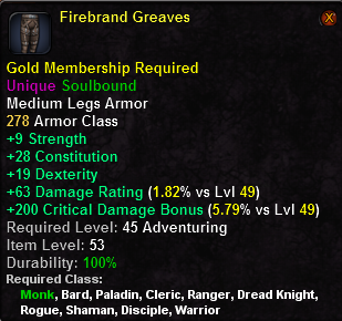 In-game tooltip for Firebrand Greaves