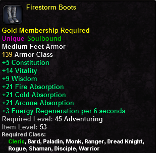 In-game tooltip for Firestorm Boots