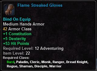 In-game tooltip for Flame Streaked Gloves