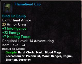 In-game tooltip for Flamefiend Cap