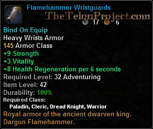 In-game tooltip for Flamehammer Wristguards