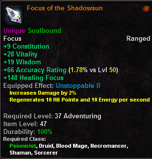 In-game tooltip for Focus of the Shadowsun