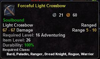 In-game tooltip for Forecful Light Crossbow