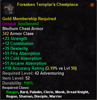 In-game tooltip for Forsaken Templar's Chestpiece