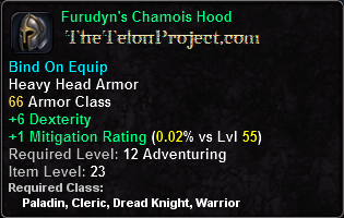In-game tooltip for Furudyn's Chamois Hood