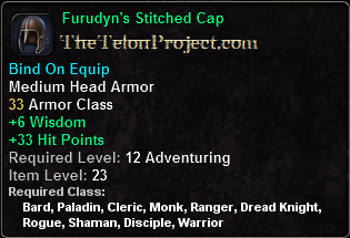 In-game tooltip for Furudyn's Stitched Cap