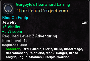 In-game tooltip for Gargoyle's Heartshard Earring