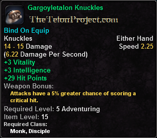 In-game tooltip for Gargoyletalon Knuckles