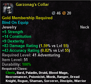 In-game tooltip for Garzonag's Collar